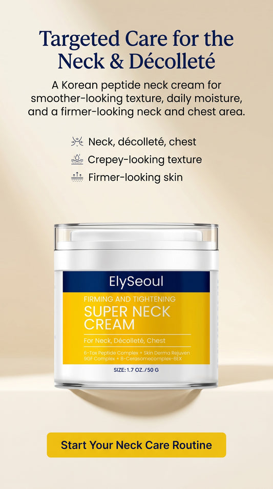 Korean Peptide Neck Cream for Firming-Looking Skin | Anti-Aging Neck & Décolleté Moisturizer for Crepey Texture, Fine Lines, Wrinkles & Dryness