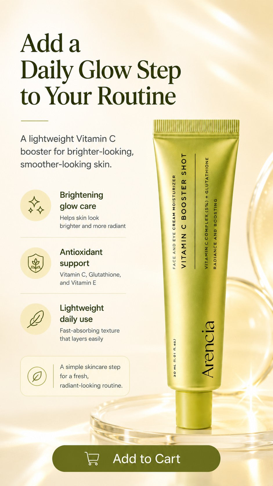 Vitamin C Booster Shot Serum with Glutathione, Niacinamide & Vitamin E | Brightening Glow Serum for Dullness, Uneven-Looking Tone, Fine Lines & Glass Skin | Korean Skincare 30ml