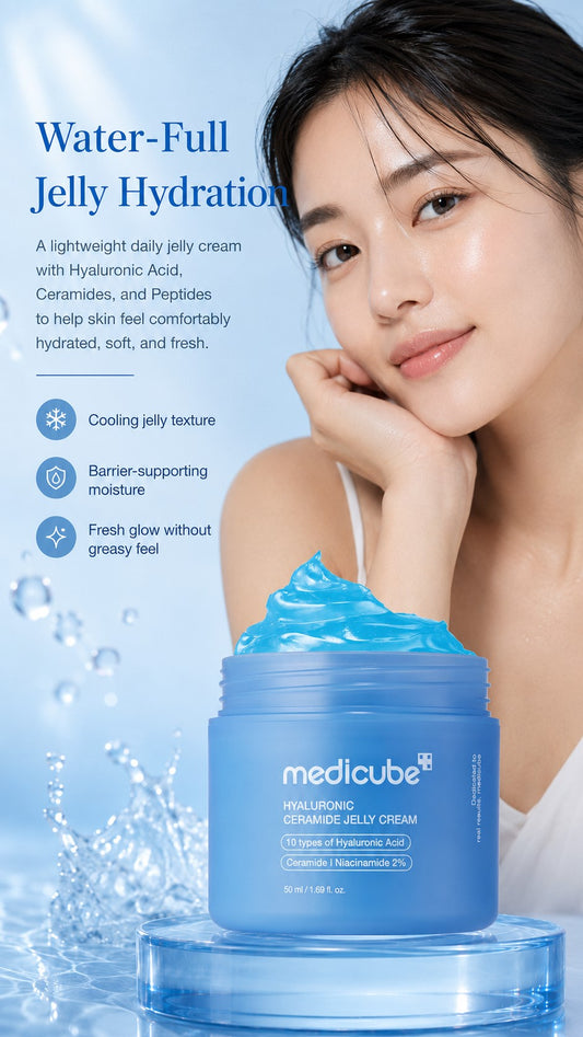 Hyaluronic Acid Jelly Cream Moisturizer with Ceramides & Peptides | Lightweight Daily Face Cream for Long-Lasting Hydration, Barrier Support, Plump Glow, All Skin Types, 1.69 fl oz