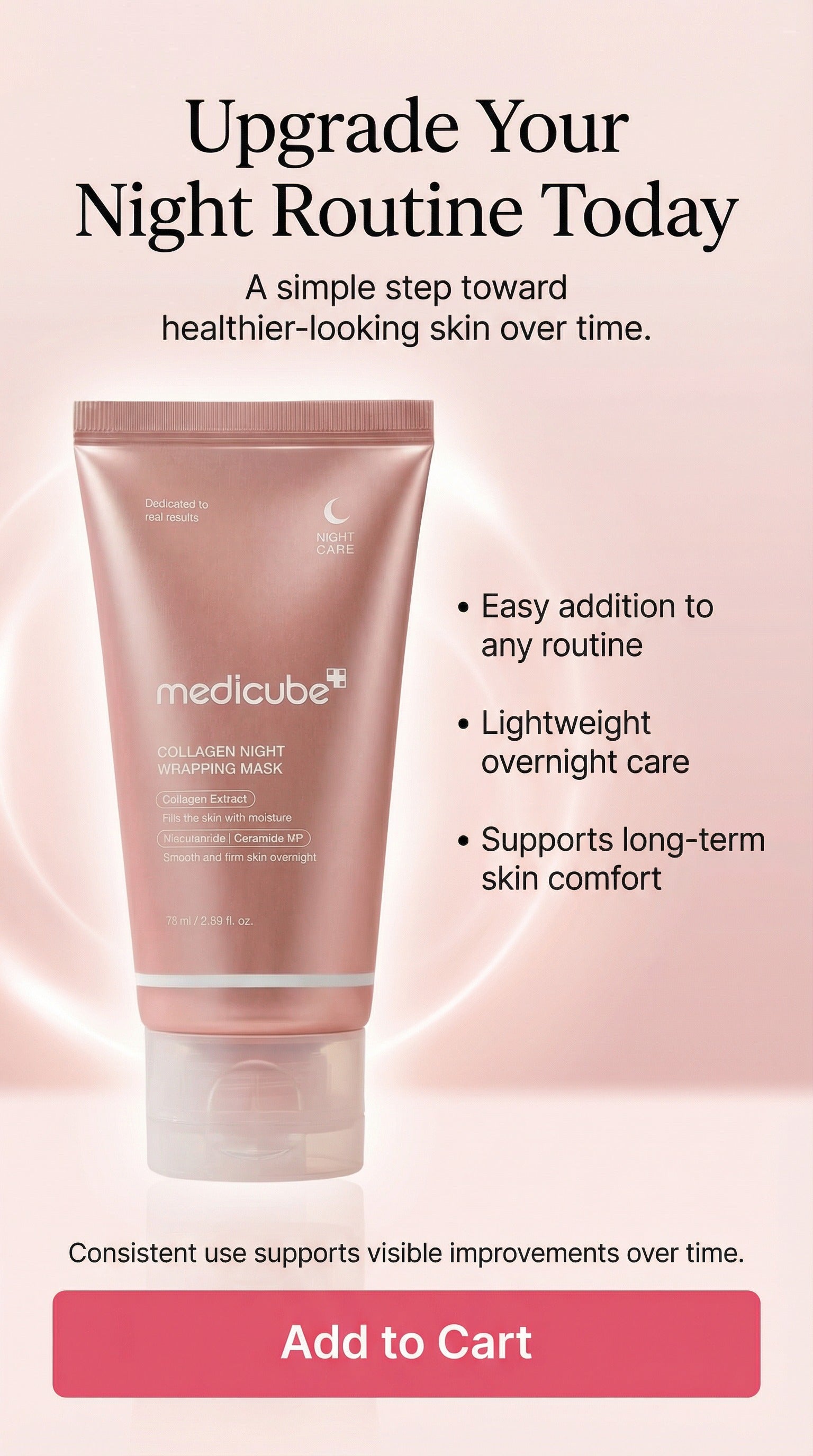 Collagen Overnight Peel-Off Mask | Elasticity & Hydration Sleeping Mask with Ceramide NP & Adenosine | Korean Anti-Aging Wrapping Mask for Firm, Smooth, Radiant Skin (2.53 fl oz)