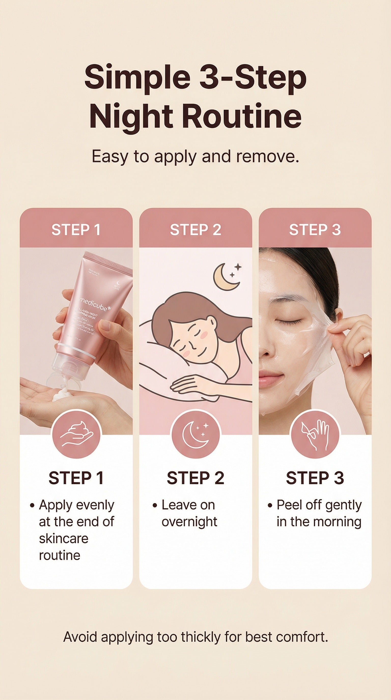 Collagen Overnight Peel-Off Mask | Elasticity & Hydration Sleeping Mask with Ceramide NP & Adenosine | Korean Anti-Aging Wrapping Mask for Firm, Smooth, Radiant Skin (2.53 fl oz)