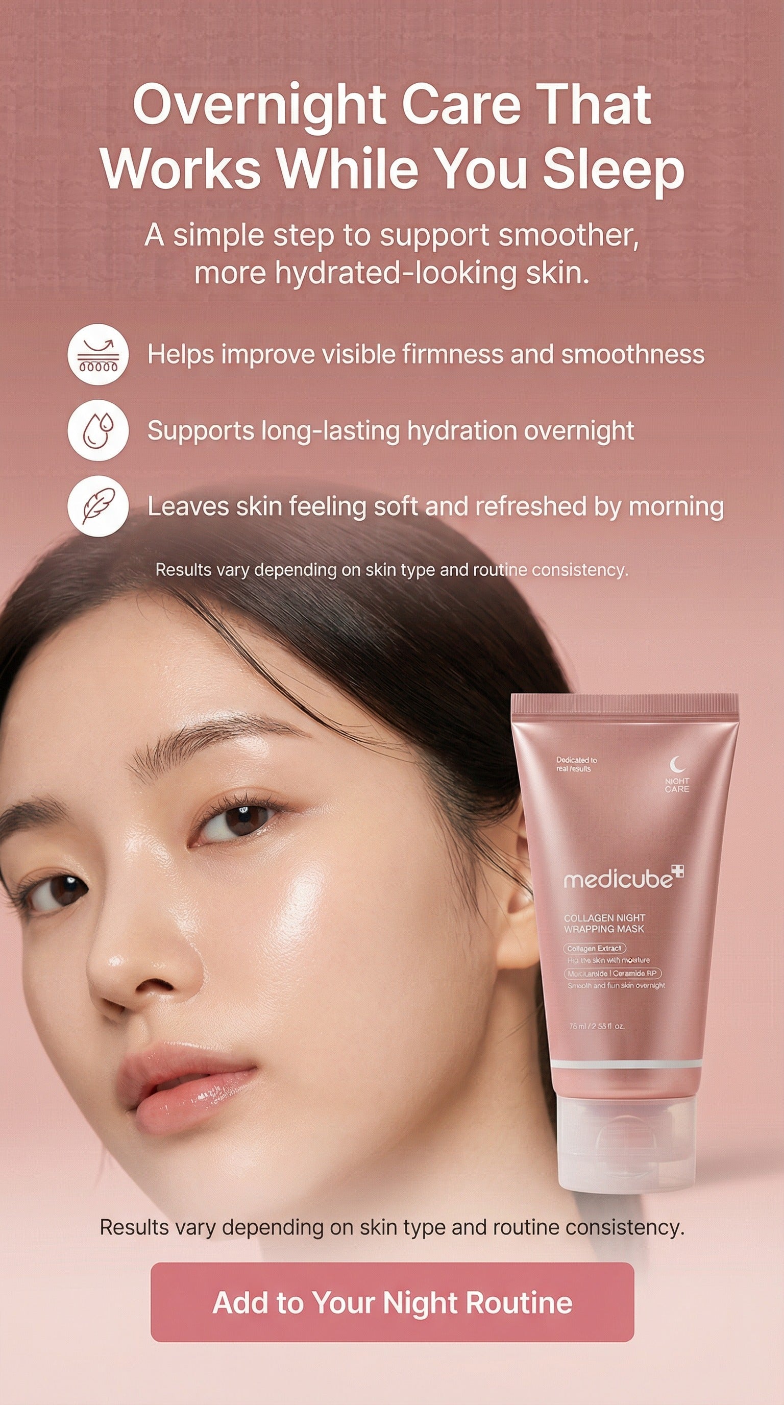Collagen Overnight Peel-Off Mask | Elasticity & Hydration Sleeping Mask with Ceramide NP & Adenosine | Korean Anti-Aging Wrapping Mask for Firm, Smooth, Radiant Skin (2.53 fl oz)
