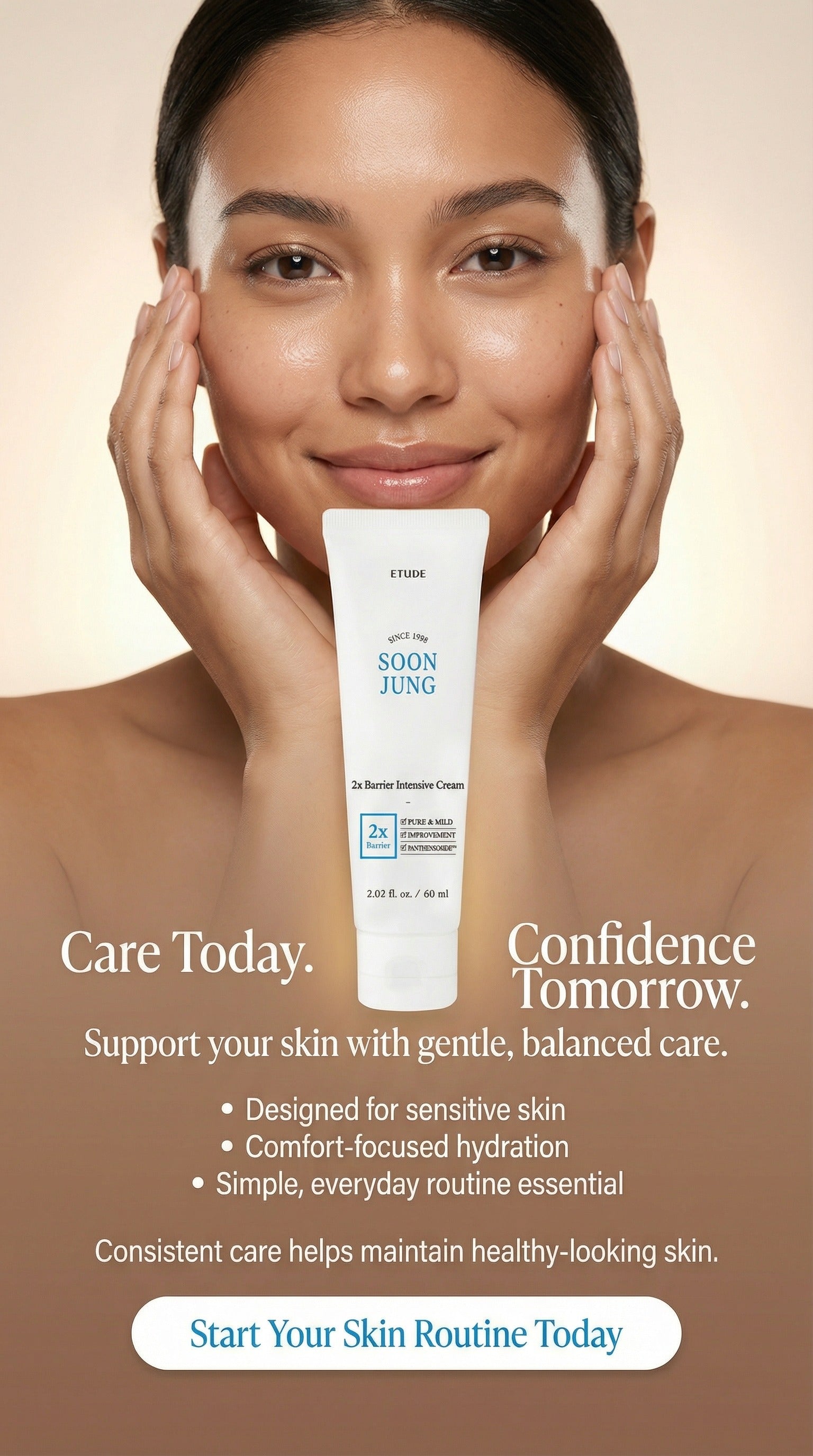 ETUDE SoonJung 2X Intensive Barrier Repair Cream | Panthenol & Madecassoside Moisturizer for Sensitive Skin, Hydration & Soothing Care, Korean Skincare 2.02 fl oz