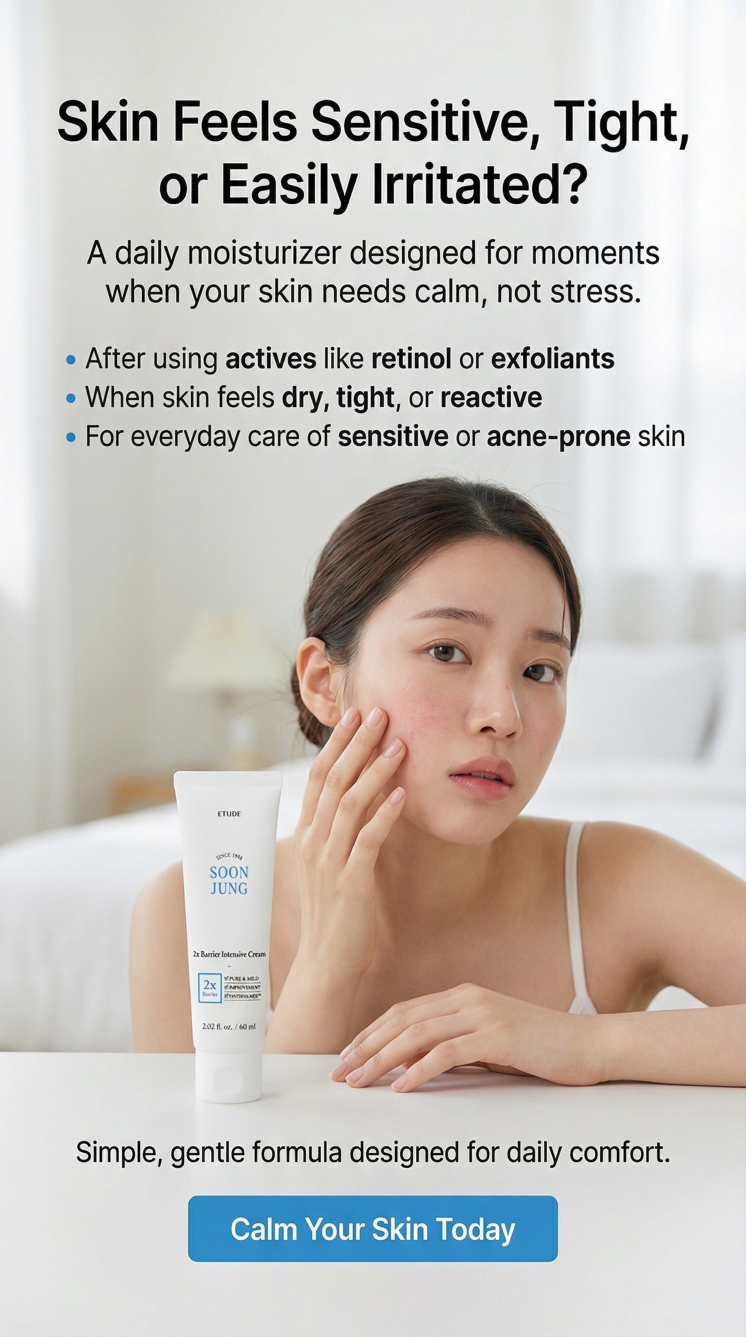 ETUDE SoonJung 2X Intensive Barrier Repair Cream | Panthenol & Madecassoside Moisturizer for Sensitive Skin, Hydration & Soothing Care, Korean Skincare 2.02 fl oz