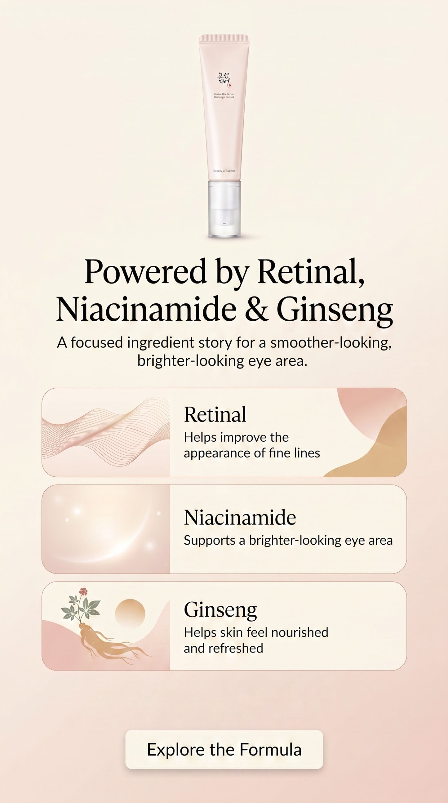 Revive Retinal Niacinamide Eye Serum with Ginseng | Korean Preventive Anti-Aging Eye Care for Fine Lines, Puffy Eye Bags, Dark Circles & Brighter-Looking Skin, 30ml