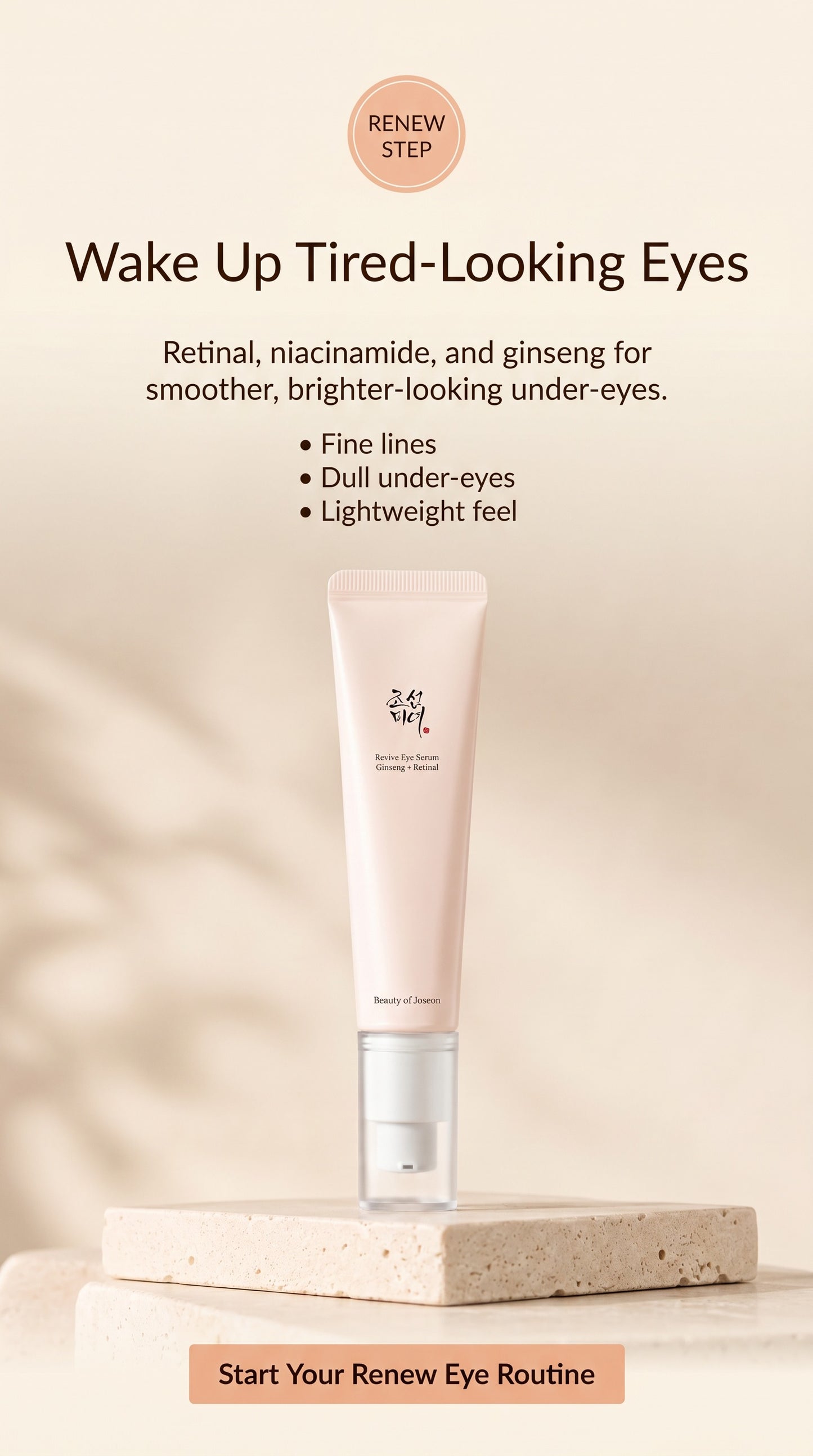 Revive Retinal Niacinamide Eye Serum with Ginseng | Korean Preventive Anti-Aging Eye Care for Fine Lines, Puffy Eye Bags, Dark Circles & Brighter-Looking Skin, 30ml