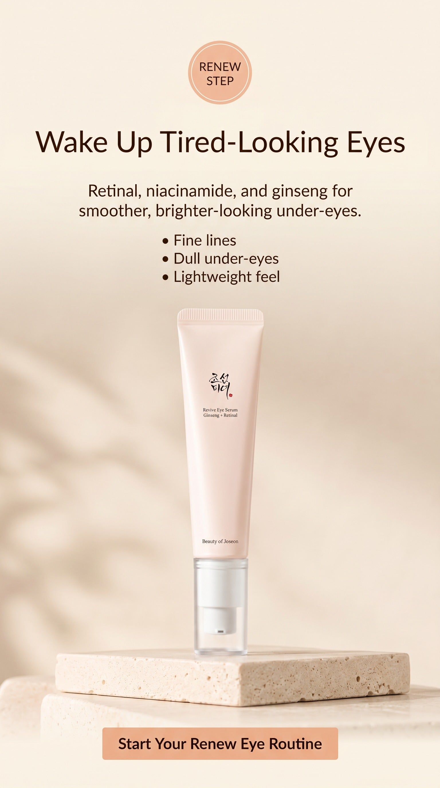 Revive Retinal Niacinamide Eye Serum with Ginseng | Korean Preventive Anti-Aging Eye Care for Fine Lines, Puffy Eye Bags, Dark Circles & Brighter-Looking Skin, 30ml