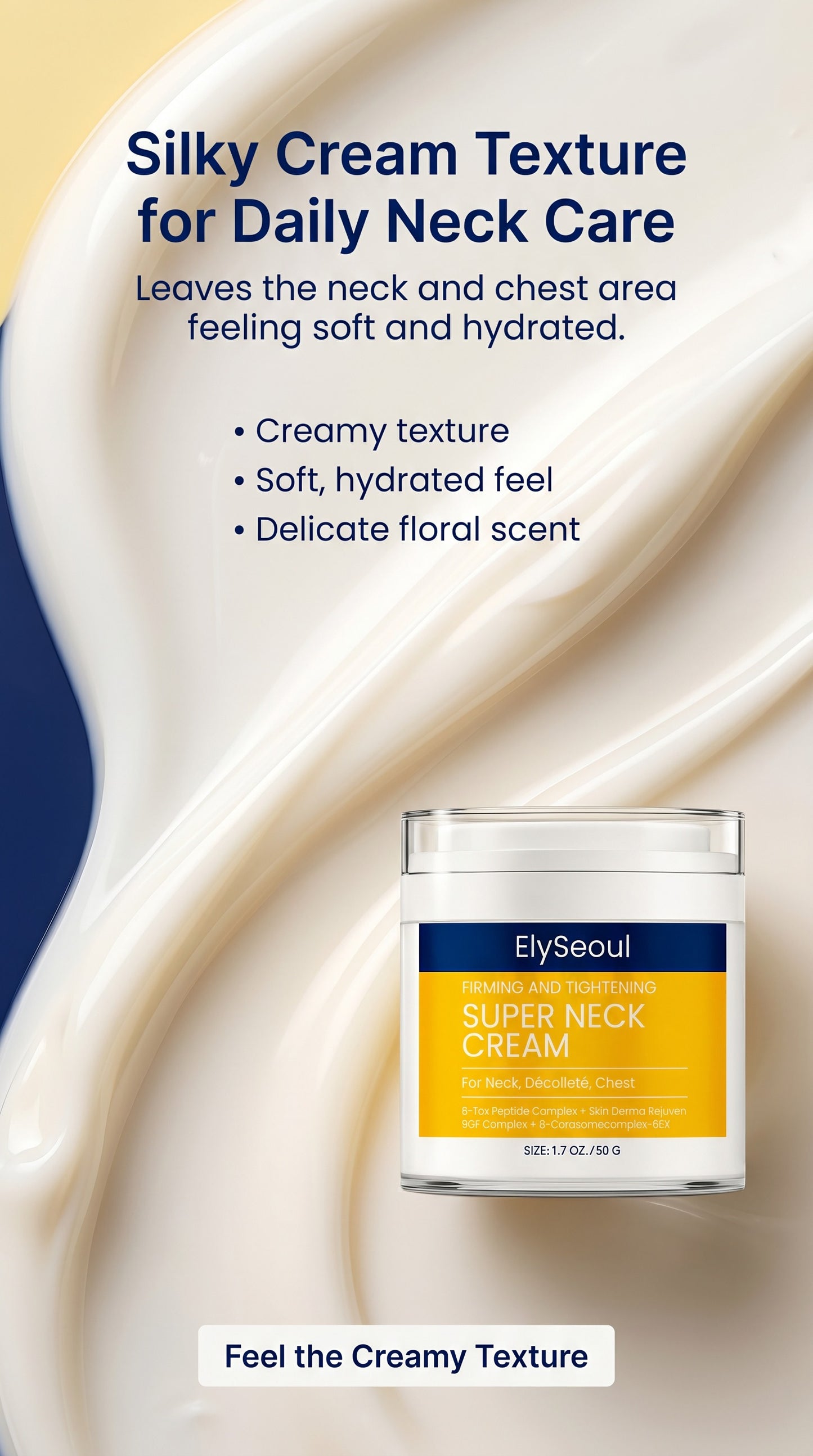 Korean Peptide Neck Cream for Firming-Looking Skin | Anti-Aging Neck & Décolleté Moisturizer for Crepey Texture, Fine Lines, Wrinkles & Dryness