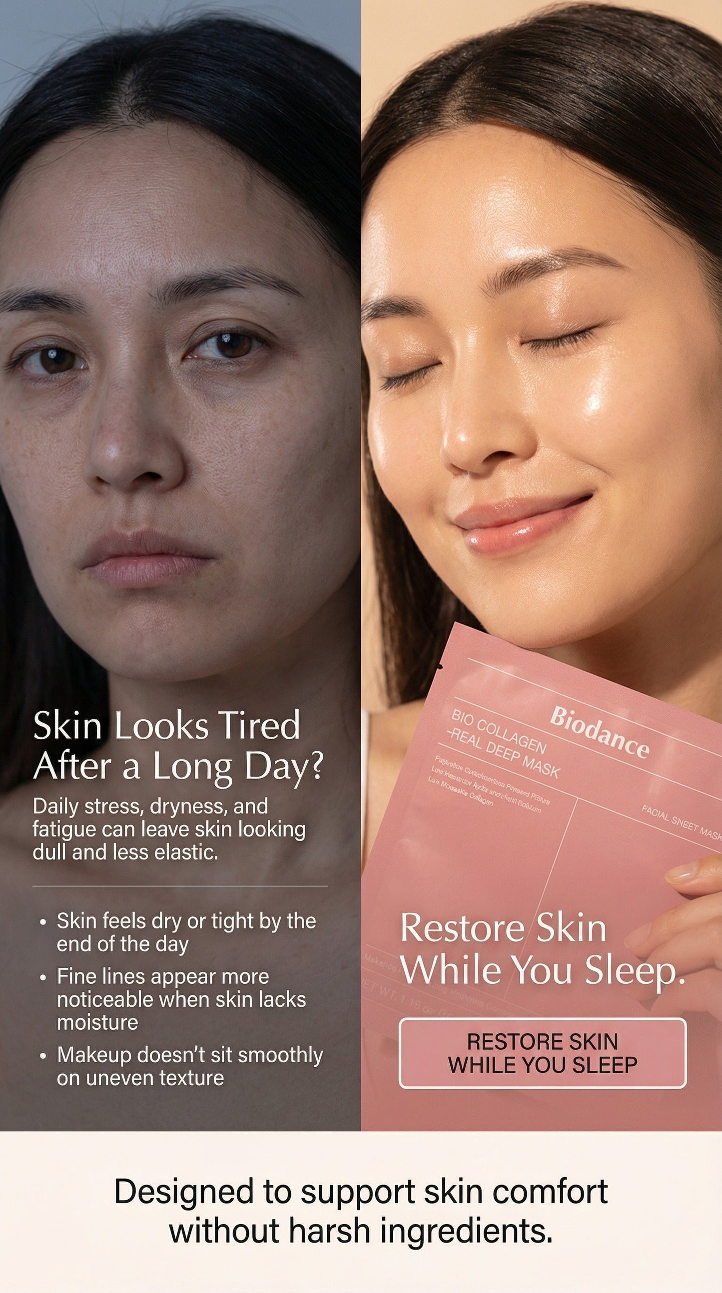  Biodance Bio-Collagen Overnight Hydrogel Mask | Deep Hydration, Elasticity & Pore-Refining Korean Anti-Aging Treatment (4 Sheets)