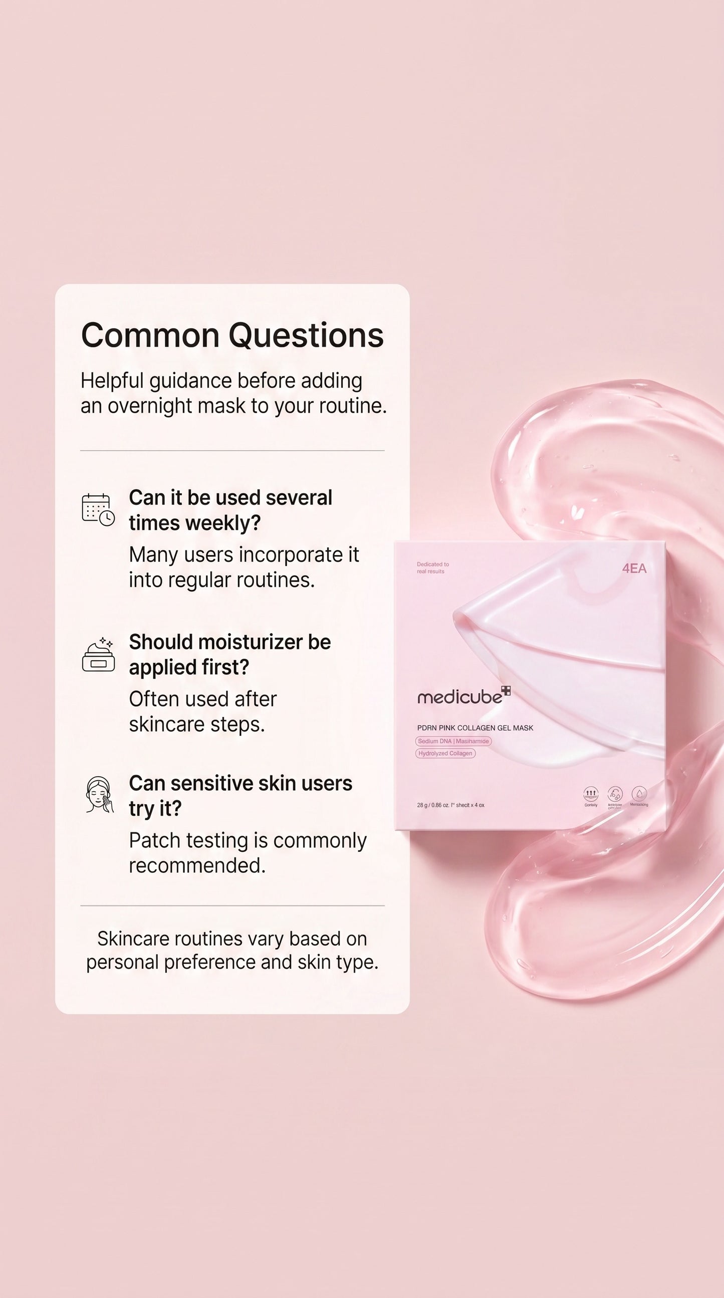 Jelly Gel Mask with Salmon DNA PDRN & Pink Collagen | Korean Overnight Face Mask for Glass Glow Skin, Hydration, Elasticity, Firmness & Moisture Care | 28g x 4
