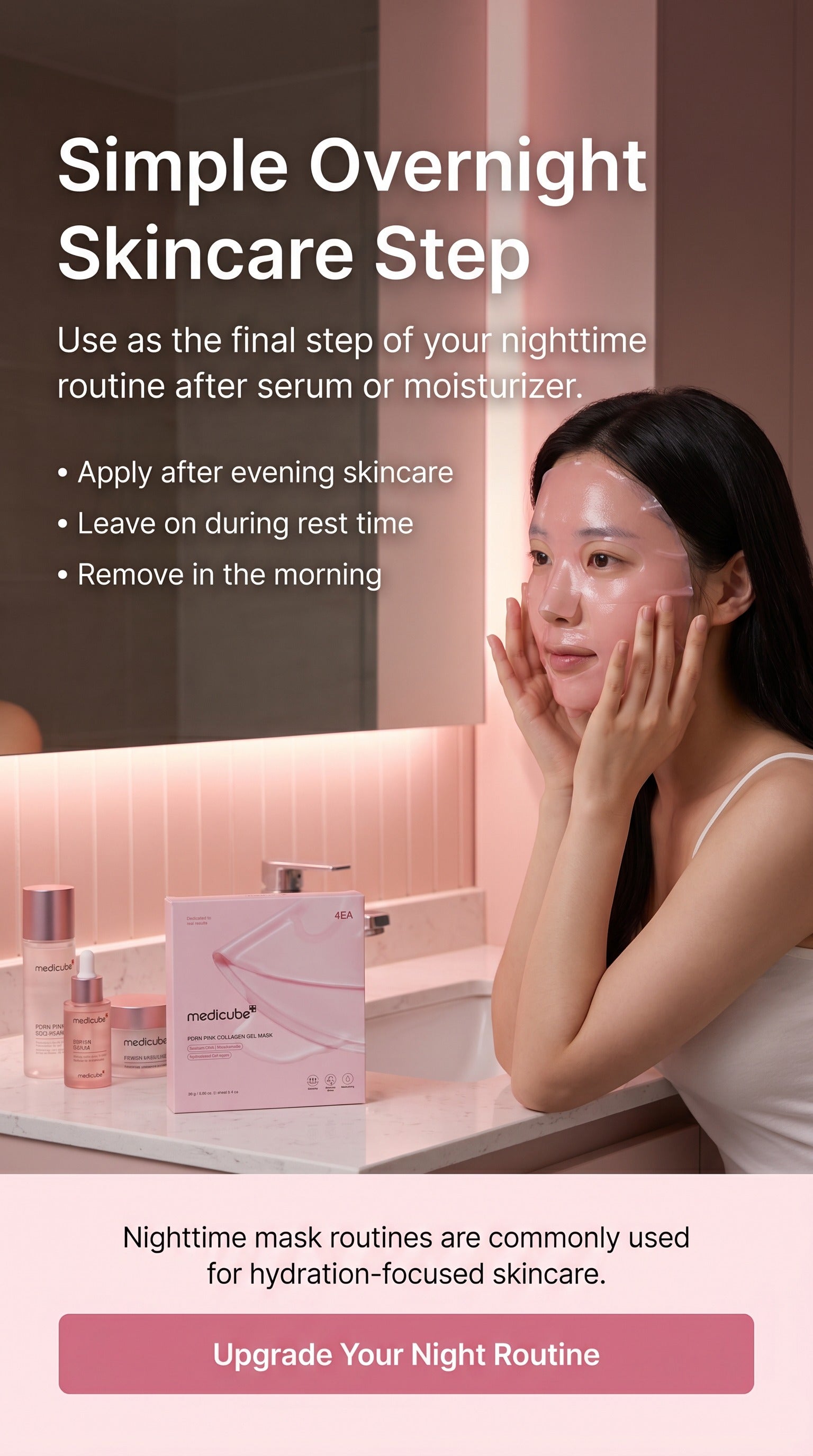 Jelly Gel Mask with Salmon DNA PDRN & Pink Collagen | Korean Overnight Face Mask for Glass Glow Skin, Hydration, Elasticity, Firmness & Moisture Care | 28g x 4
