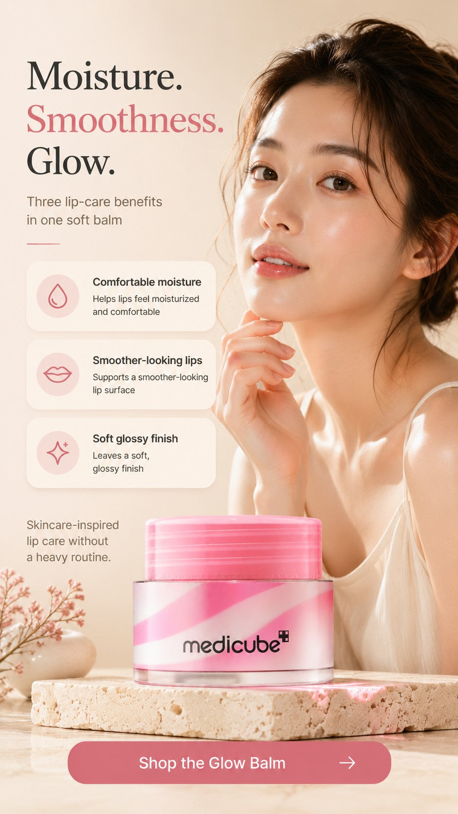 PDRN Lip Sleeping Mask Glow Balm with Salmon PDRN, Collagen & Shea Butter | Korean Lip Mask for Dry Lips, Soft Smooth Lips, Long-Lasting Moisture & Daily Glow Care