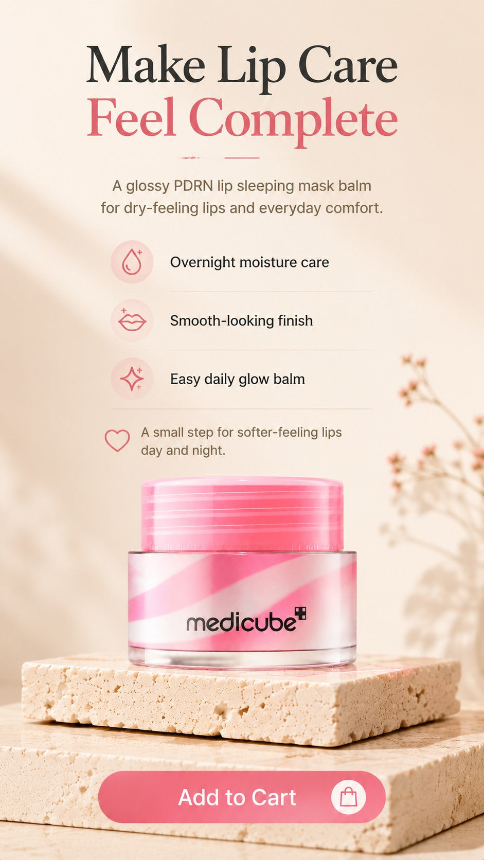 PDRN Lip Sleeping Mask Glow Balm with Salmon PDRN, Collagen & Shea Butter | Korean Lip Mask for Dry Lips, Soft Smooth Lips, Long-Lasting Moisture & Daily Glow Care