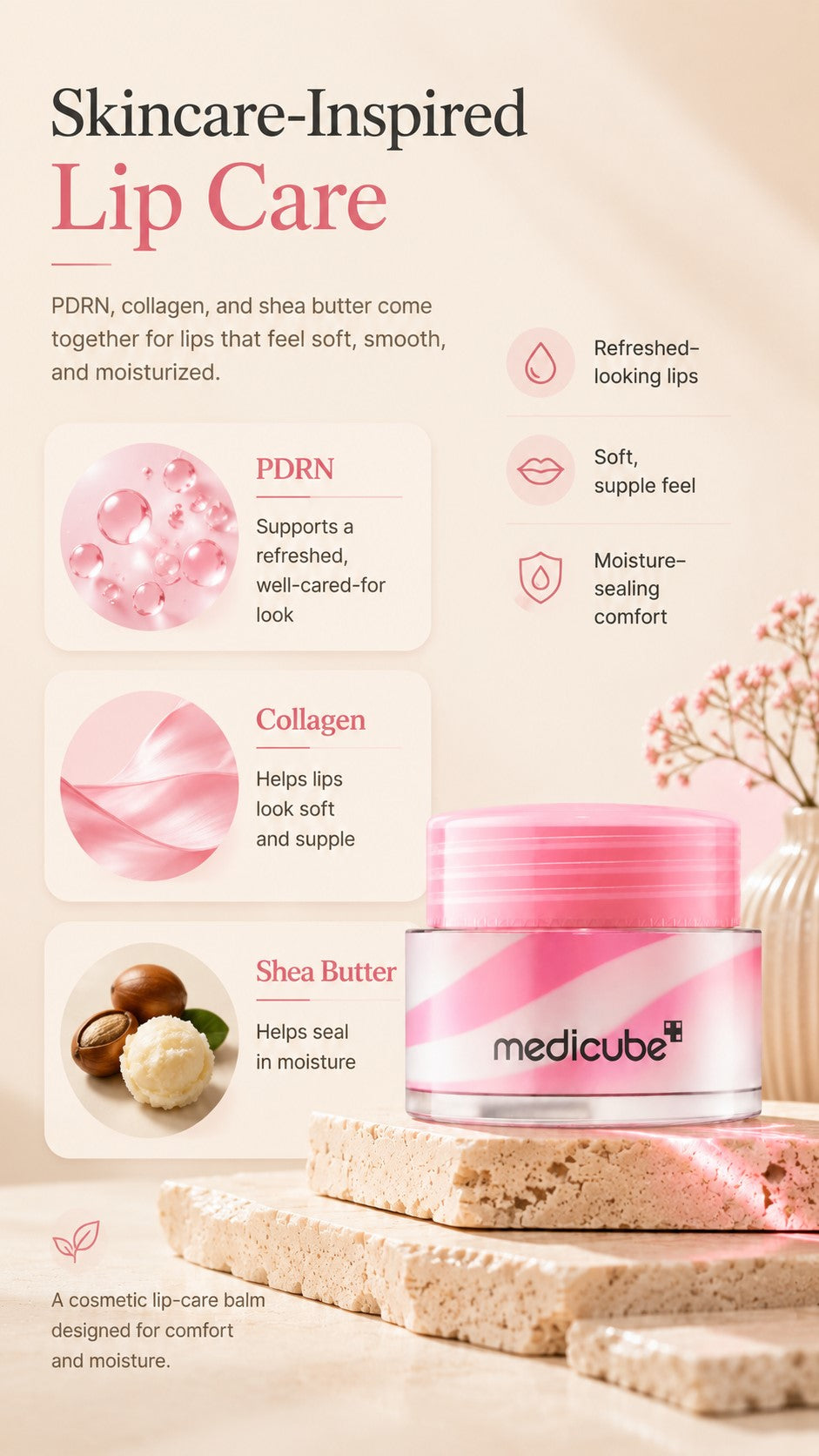PDRN Lip Sleeping Mask Glow Balm with Salmon PDRN, Collagen & Shea Butter | Korean Lip Mask for Dry Lips, Soft Smooth Lips, Long-Lasting Moisture & Daily Glow Care