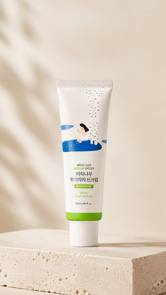 ROUND LAB Birch Juice Mild-Up UV LOCK SPF50+ PA++++ | Lightweight Korean Mineral Sunscreen for Sensitive Skin