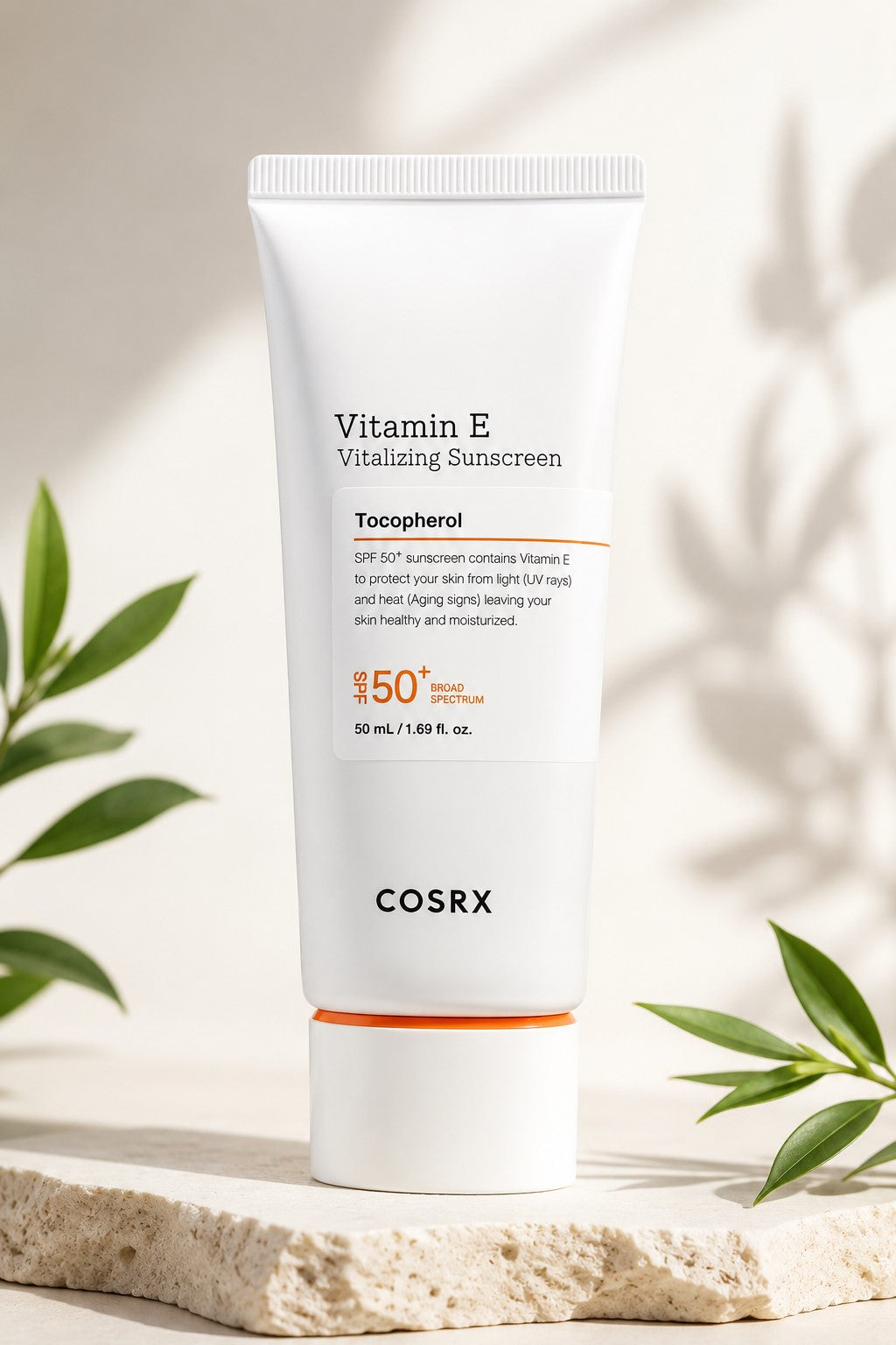 COSRX Vitamin E Sunscreen SPF 50 for Oily Skin, Lightweight Korean Face Sunscreen, No White Cast, Semi-Matte Natural Glow, Daily Preventive Anti-Aging Sun Care, 1.69 fl oz