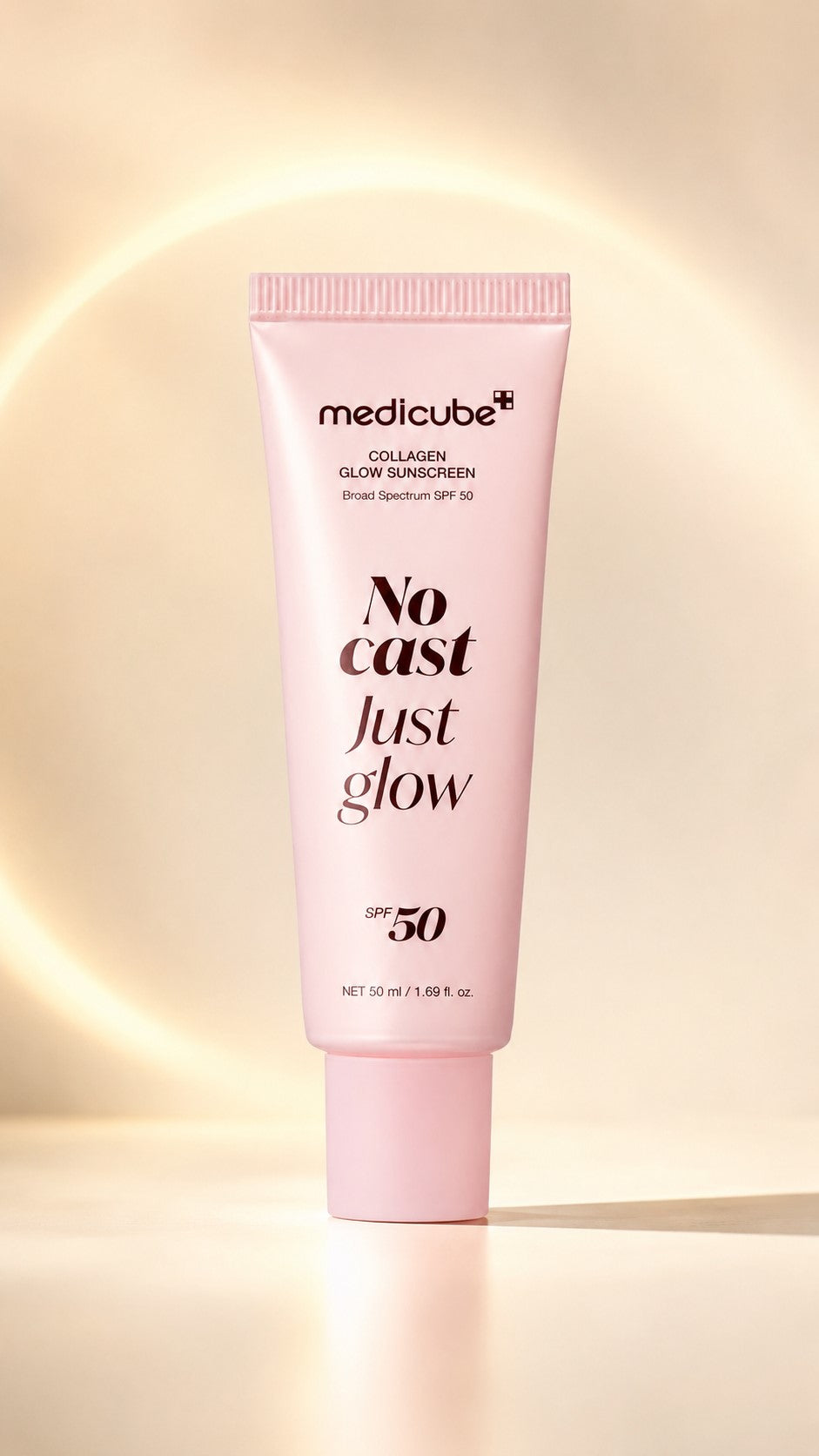 No Cast Collagen Sunscreen SPF 50 Broad Spectrum | Lightweight Korean Face Sunscreen with Peptides, Cica, Niacinamide & Ceramide for Hydrated Glow