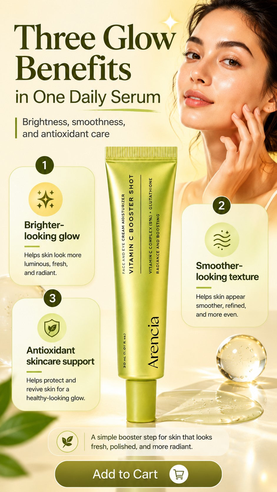Vitamin C Booster Shot Serum with Glutathione, Niacinamide & Vitamin E | Brightening Glow Serum for Dullness, Uneven-Looking Tone, Fine Lines & Glass Skin | Korean Skincare 30ml