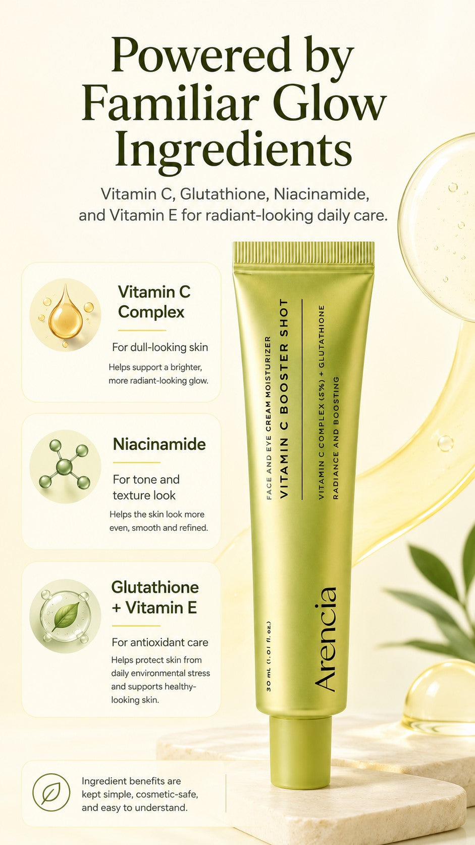 Vitamin C Booster Shot Serum with Glutathione, Niacinamide & Vitamin E | Brightening Glow Serum for Dullness, Uneven-Looking Tone, Fine Lines & Glass Skin | Korean Skincare 30ml