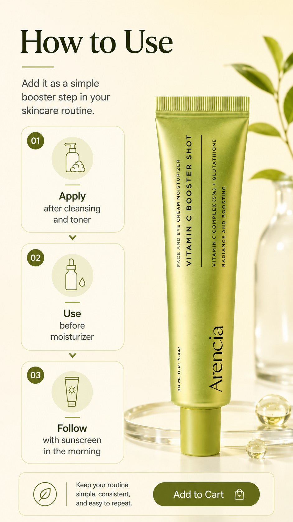 Vitamin C Booster Shot Serum with Glutathione, Niacinamide & Vitamin E | Brightening Glow Serum for Dullness, Uneven-Looking Tone, Fine Lines & Glass Skin | Korean Skincare 30ml