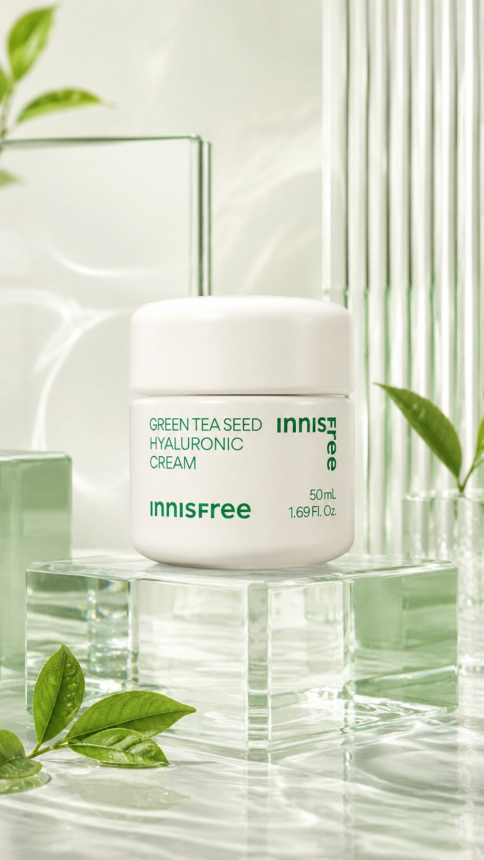 Innisfree Green Tea Seed Hyaluronic Acid Cream, Korean Face Moisturizer with Ceramide & Squalane for Hydration, Moisture Barrier Support, Dryness, Glow & Preventive Anti-Aging Skincare