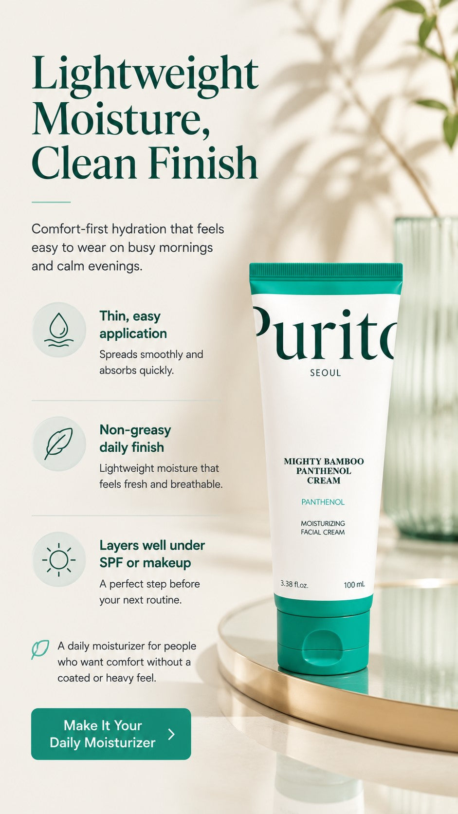Panthenol 10% Barrier Gel Cream Moisturizer | Lightweight Korean Face Cream for Sensitive, Dry & Blemish-Prone Skin | Non-Comedogenic, Fragrance-Free, Vegan Hydration | 100ml / 3.38 fl oz