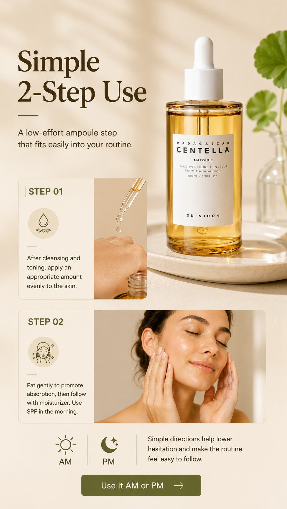 SKIN1004 Madagascar Centella Ampoule | Korean Hydrating Face Serum for Sensitive Skin, Redness-Prone Appearance, Skin Balance & Healthy Glow | Lightweight Centella Asiatica Serum, 100ml