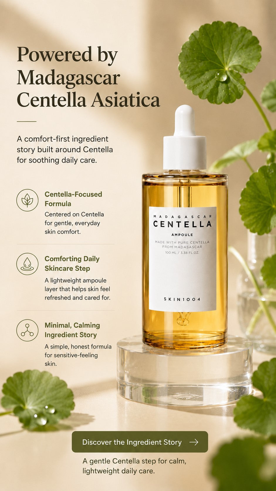 SKIN1004 Madagascar Centella Ampoule | Korean Hydrating Face Serum for Sensitive Skin, Redness-Prone Appearance, Skin Balance & Healthy Glow | Lightweight Centella Asiatica Serum, 100ml