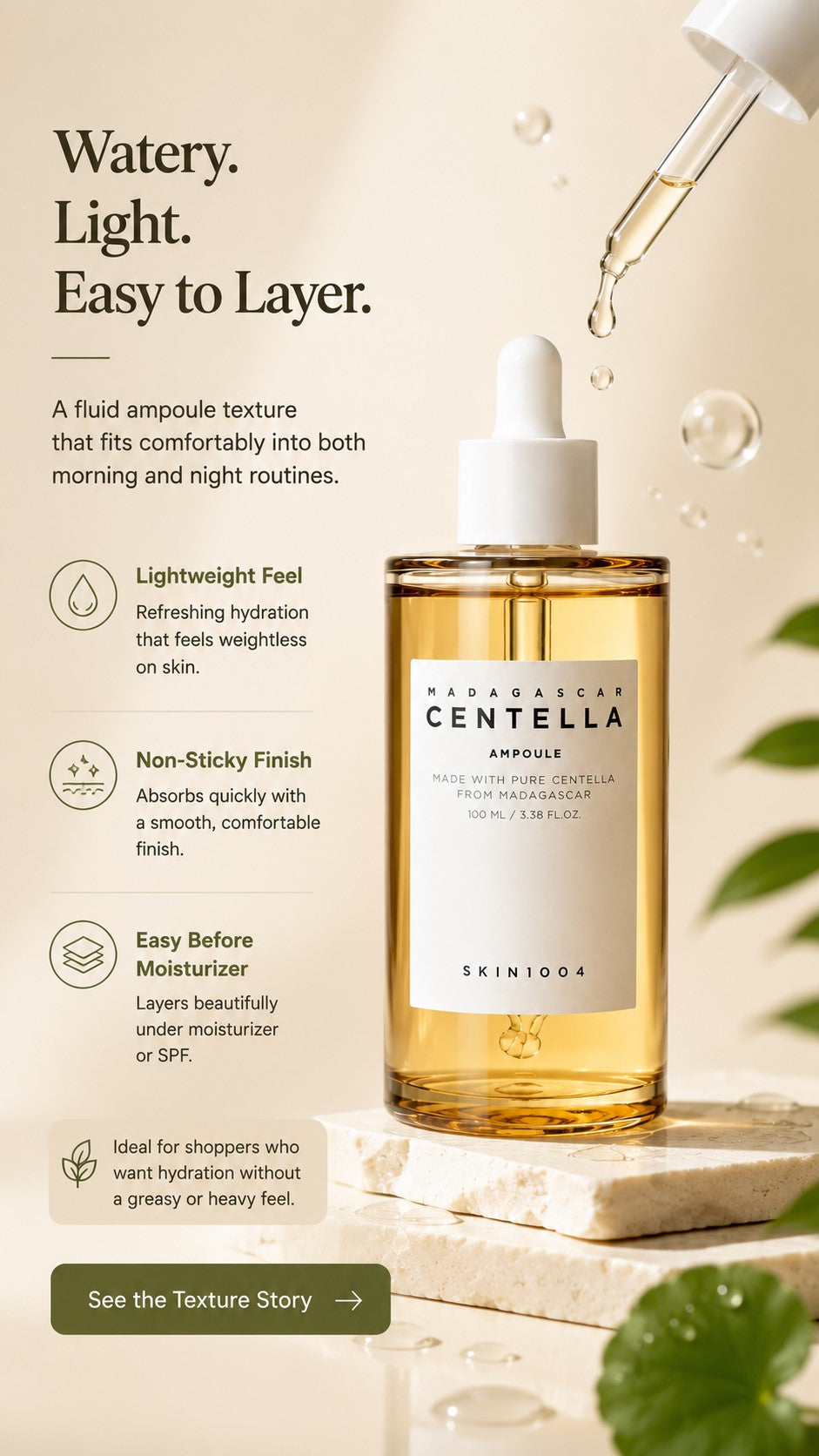 SKIN1004 Madagascar Centella Ampoule | Korean Hydrating Face Serum for Sensitive Skin, Redness-Prone Appearance, Skin Balance & Healthy Glow | Lightweight Centella Asiatica Serum, 100ml