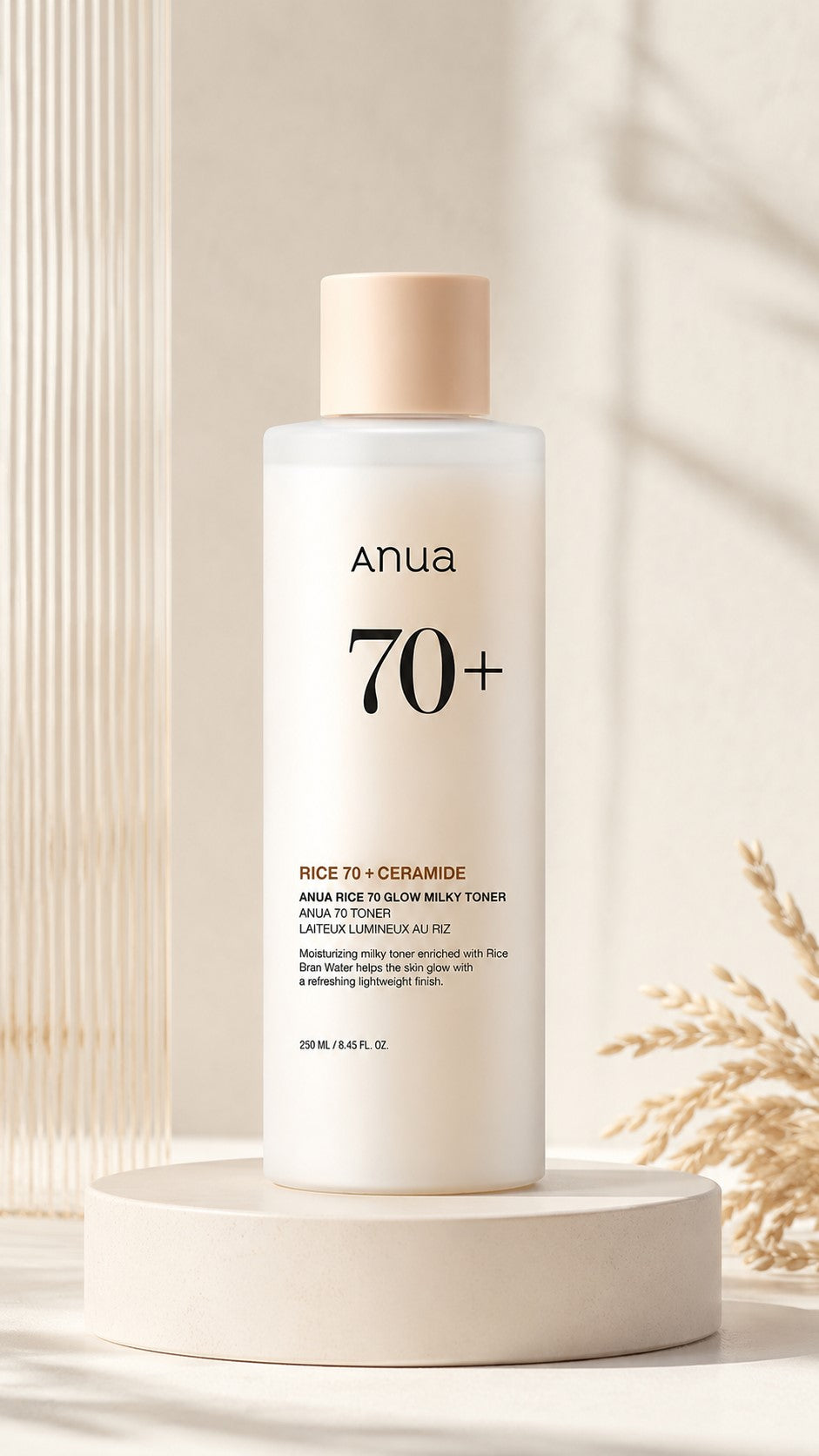 Rice 70 Glow Milky Toner with Niacinamide & Ceramides, Hydrating Korean Rice Water Toner for Glass Skin, Barrier Care, Dewy Glow, Fragrance-Free, Non-Comedogenic, All Skin Types, 8.45 Fl.Oz.