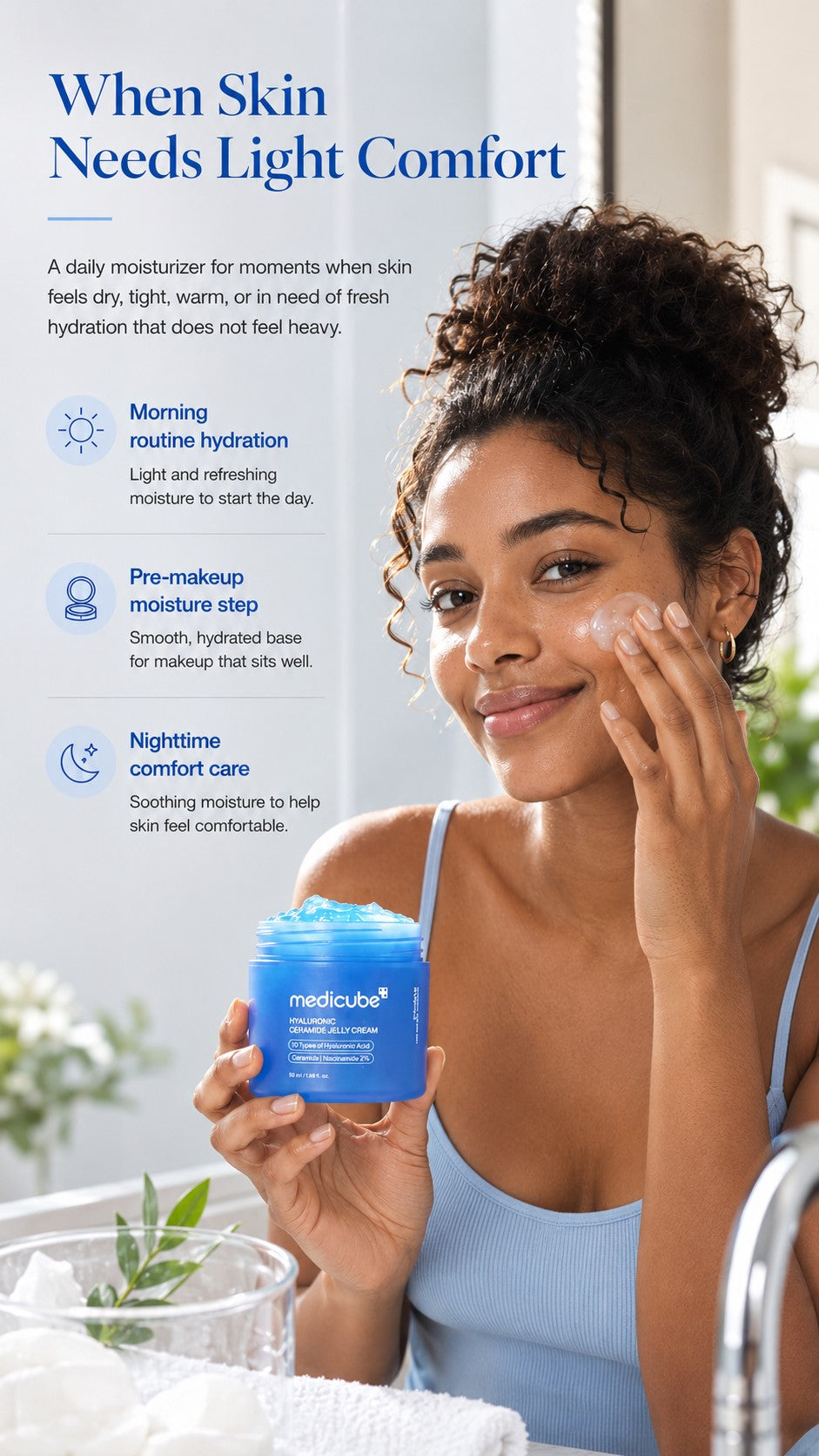 Hyaluronic Acid Jelly Cream Moisturizer with Ceramides & Peptides | Lightweight Daily Face Cream for Long-Lasting Hydration, Barrier Support, Plump Glow, All Skin Types, 1.69 fl oz