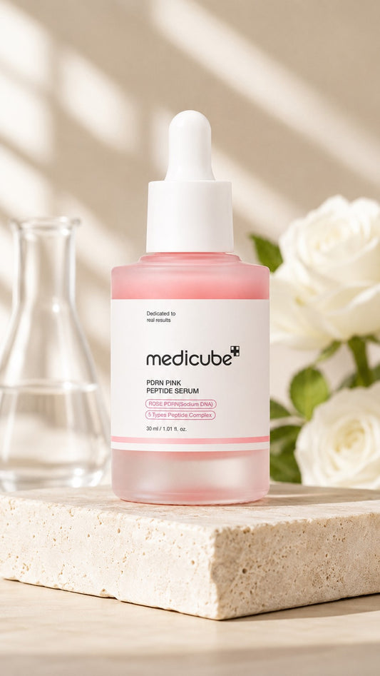 Vegan Rose PDRN Pink Peptide Serum, Korean Glow Serum with Niacinamide, Adenosine & 5 Peptide Complex for Hydration, Uneven Tone & Firm-Looking Skin, 1.01 Fl Oz