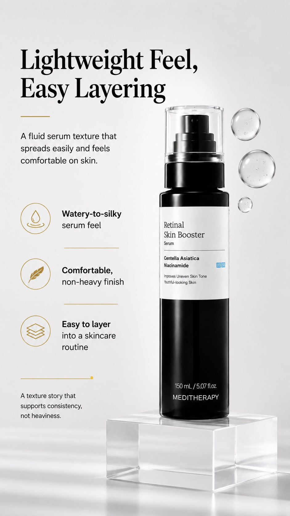 MEDITHERAPY Retinal Skin Booster Serum – Retinaldehyde & Niacinamide: For Dark Spots & Uneven Tone