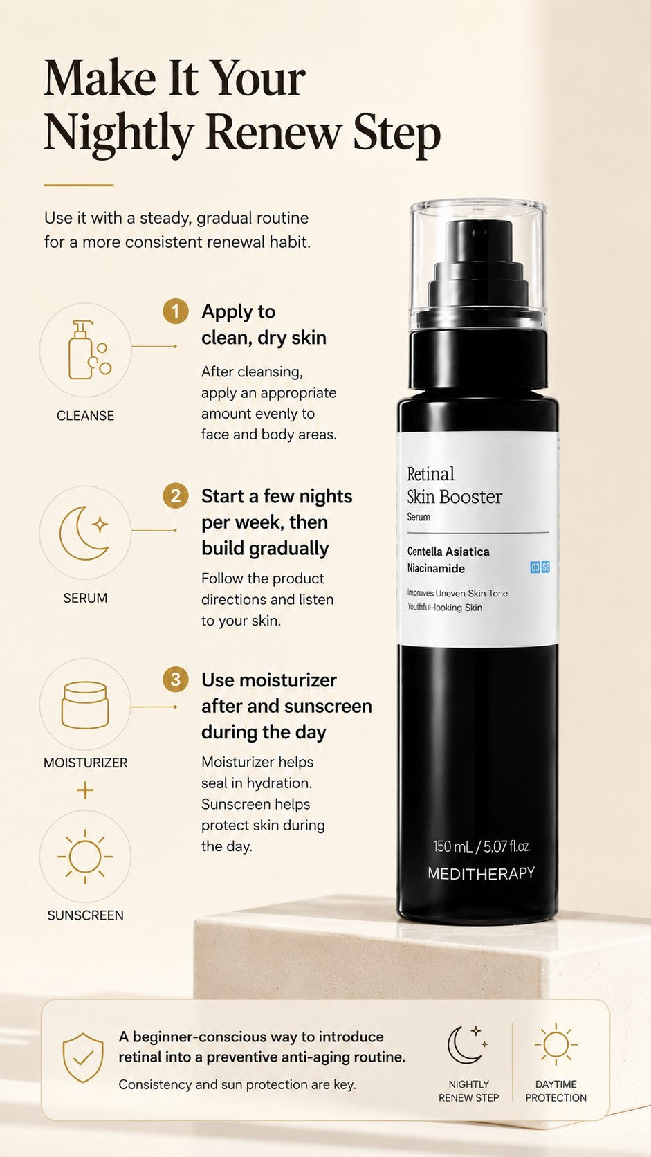 MEDITHERAPY Retinal Skin Booster Serum – Retinaldehyde & Niacinamide: For Dark Spots & Uneven Tone