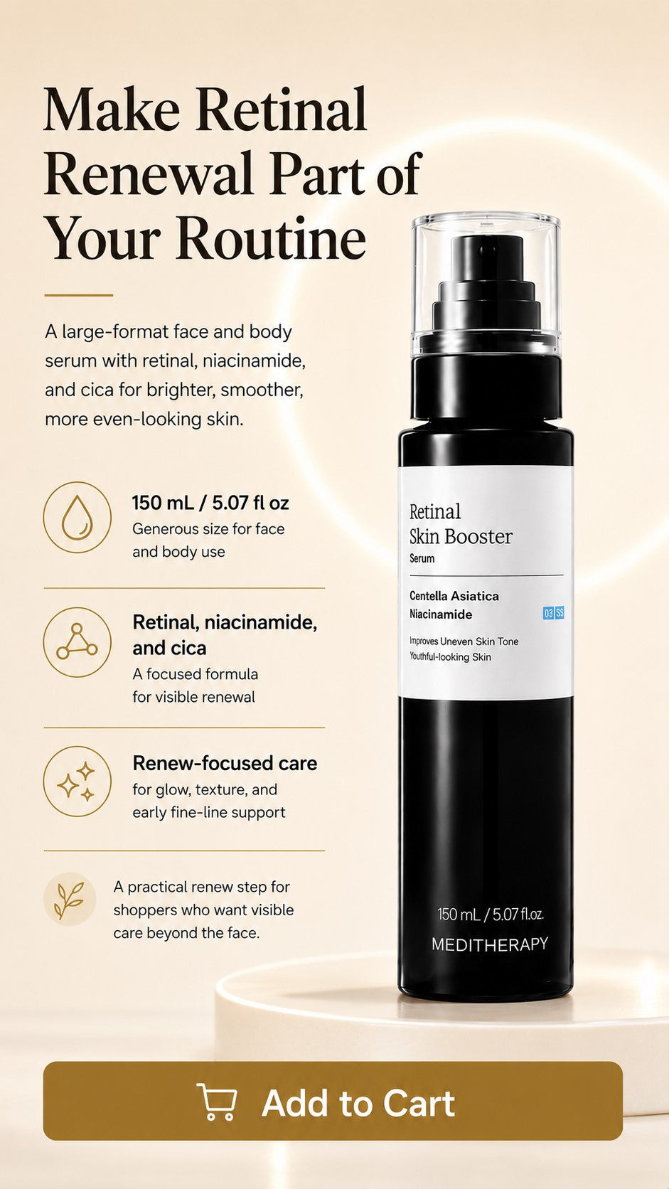 MEDITHERAPY Retinal Skin Booster Serum – Retinaldehyde & Niacinamide: For Dark Spots & Uneven Tone