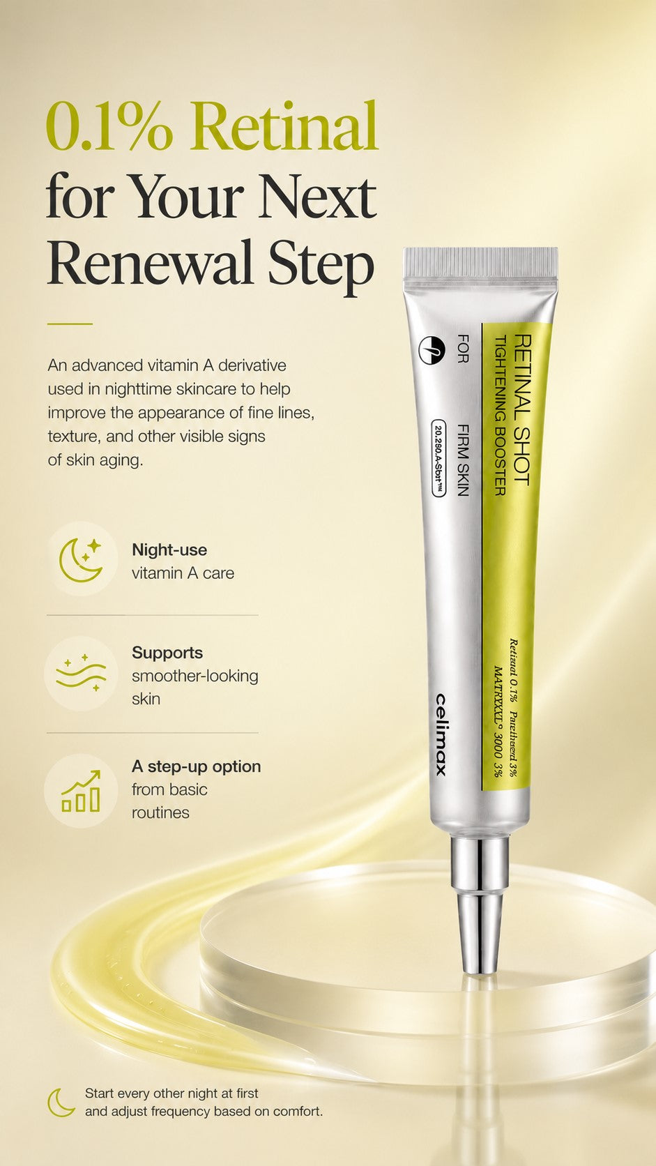 celimax Vita-A Retinal Shot Booster – 0.1% Retinal + 3% Matrixyl/Night treatment for fine lines, firmness, texture and enlarged-looking pores/For Fine Lines, Wrinkles, Firmness, Texture & Enlarged-Looking Pores