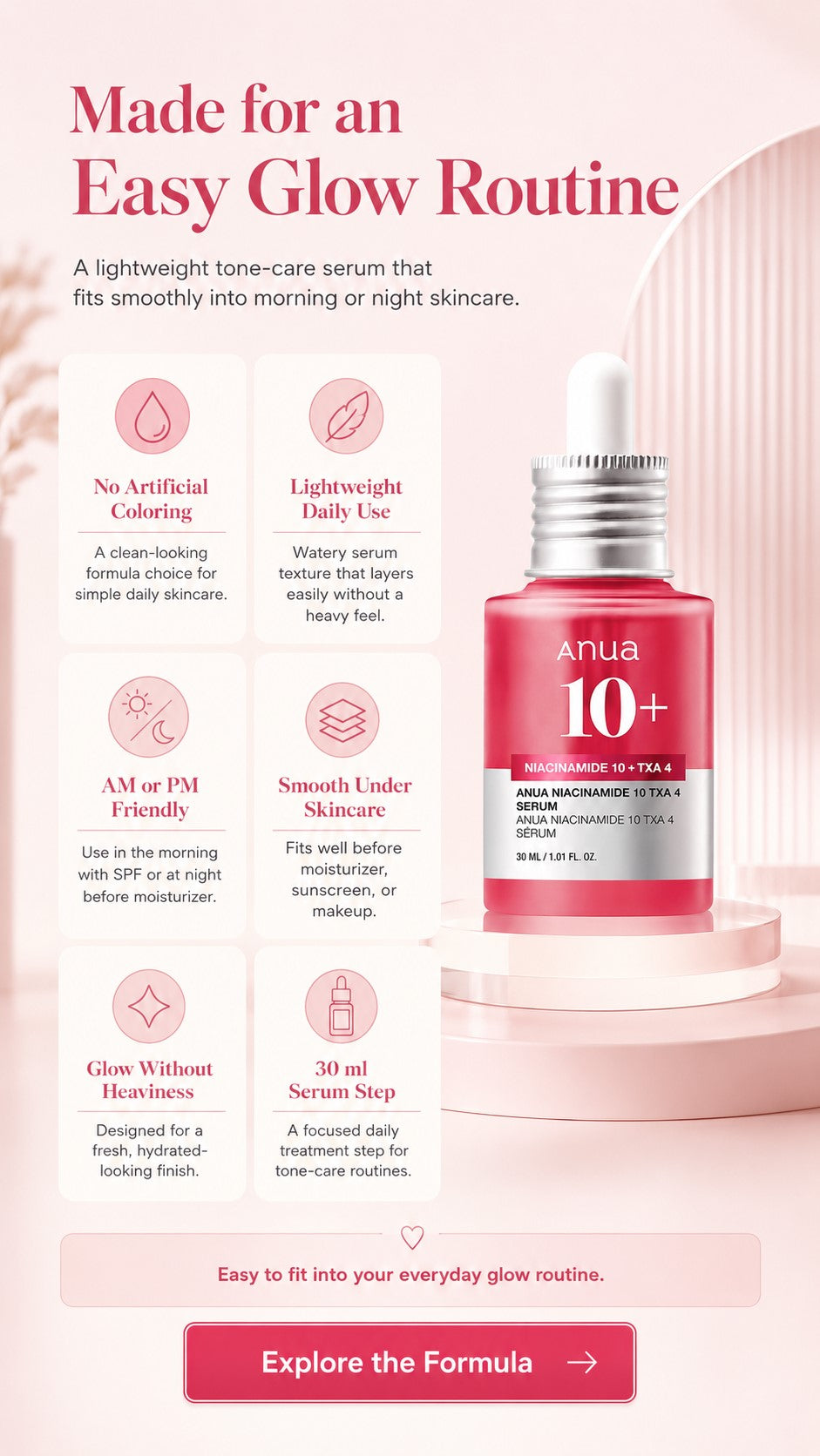 Anua Niacinamide 10 + TXA 4 Serum – 10% Niacinamide & 4% Tranexamic Acid: For Dark Spots