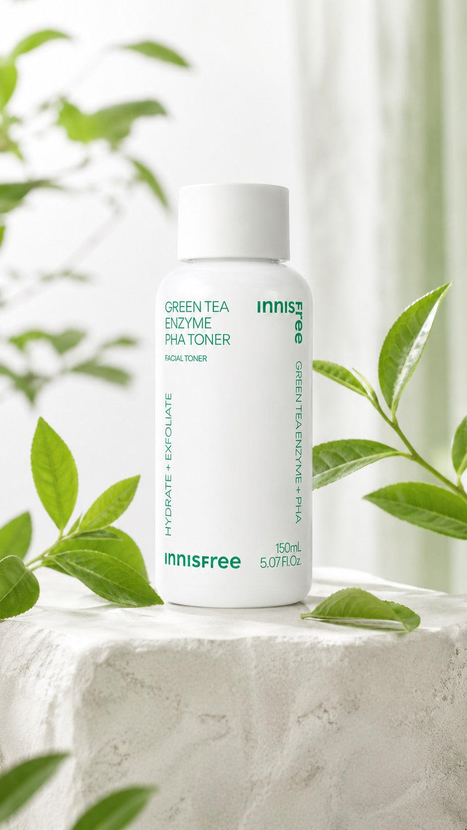 innisfree Green Tea Enzyme PHA Toner – 7% PHA for Gentle Daily Exfoliation: For Rough, Uneven Texture