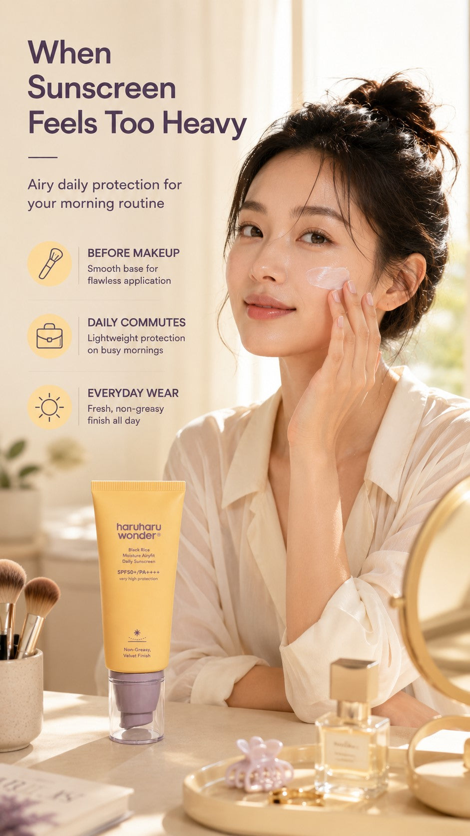 haruharu wonder Black Rice Moisture Airyfit Daily Sunscreen SPF50+ PA++++ – Velvet Finish: For Premature Visible Aging