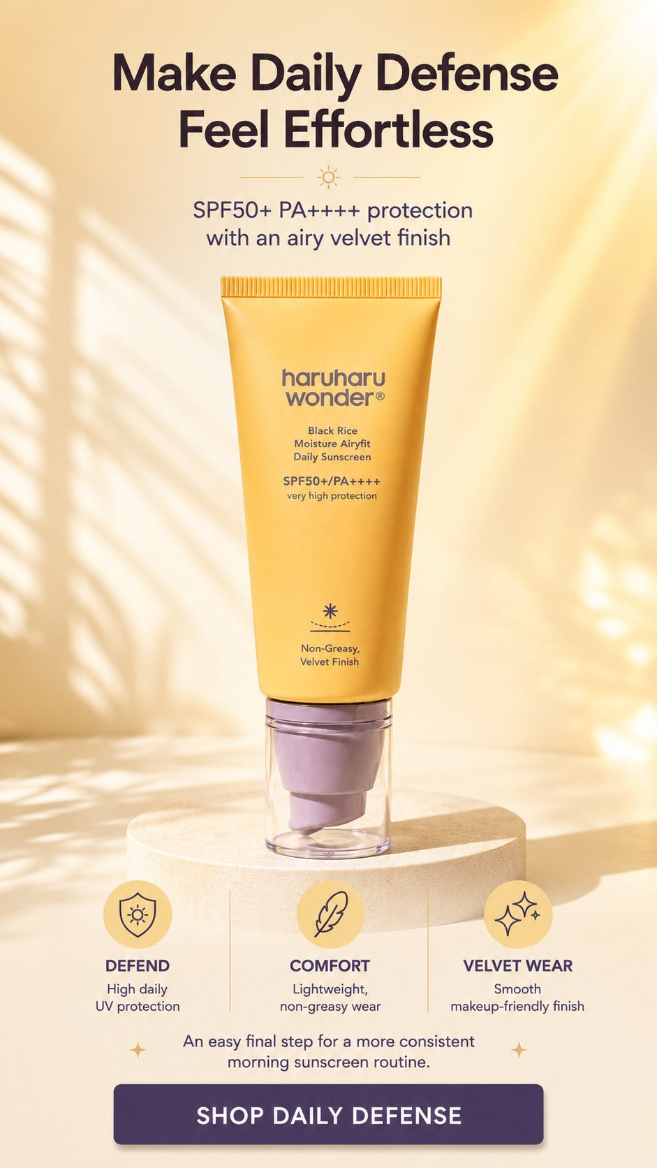 haruharu wonder Black Rice Moisture Airyfit Daily Sunscreen SPF50+ PA++++ – Velvet Finish: For Premature Visible Aging
