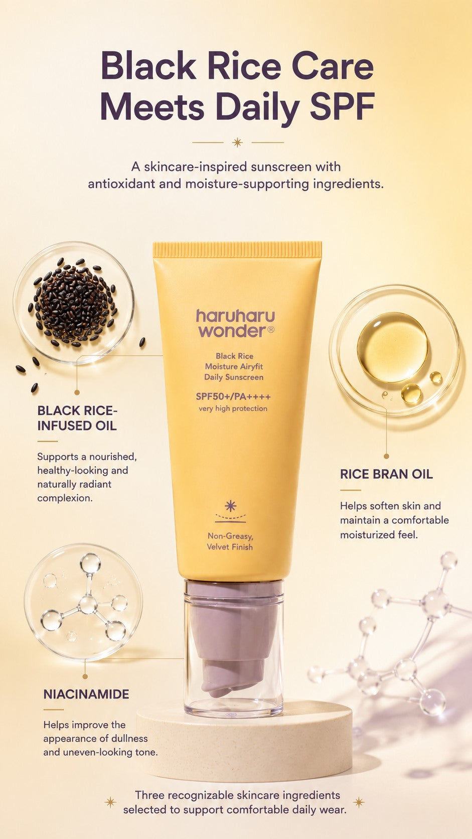 haruharu wonder Black Rice Moisture Airyfit Daily Sunscreen SPF50+ PA++++ – Velvet Finish: For Premature Visible Aging