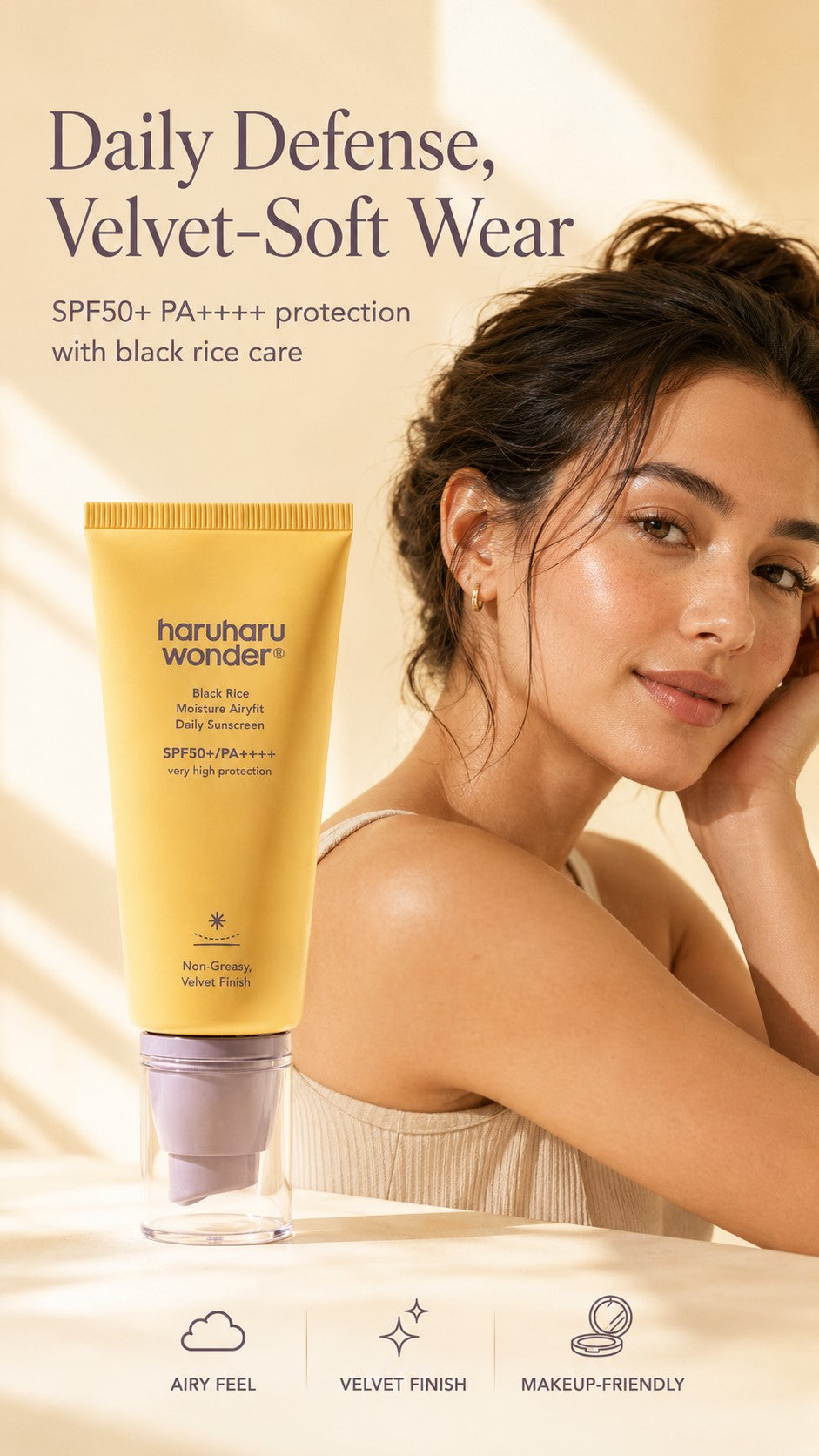 haruharu wonder Black Rice Moisture Airyfit Daily Sunscreen SPF50+ PA++++ – Velvet Finish: For Premature Visible Aging