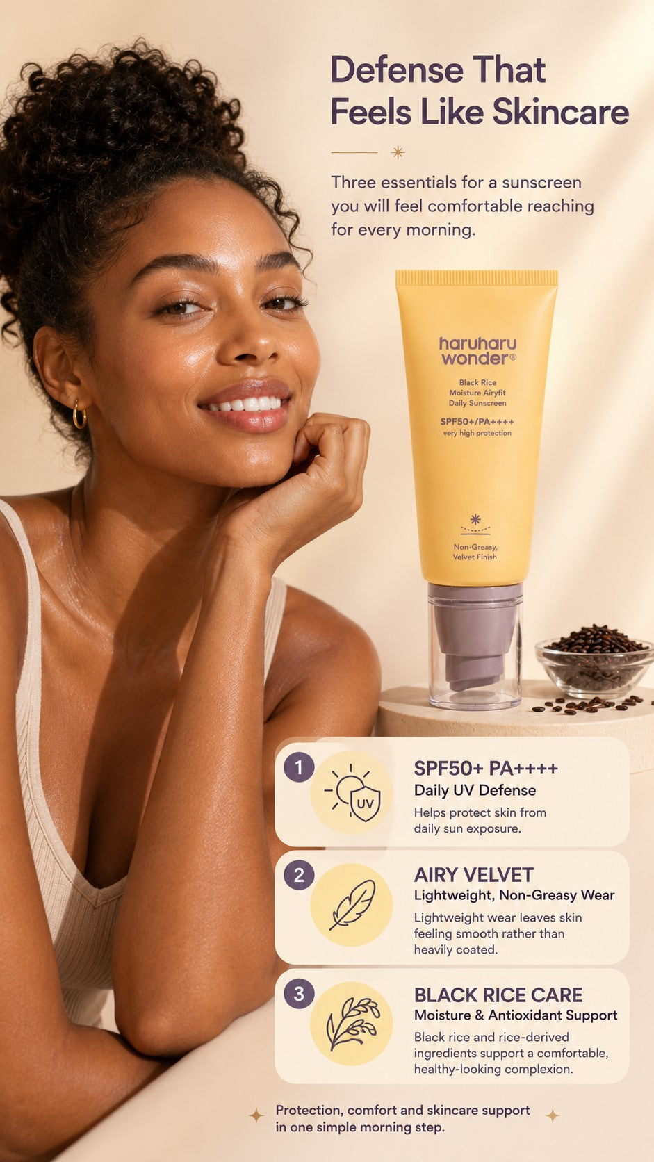 haruharu wonder Black Rice Moisture Airyfit Daily Sunscreen SPF50+ PA++++ – Velvet Finish: For Premature Visible Aging