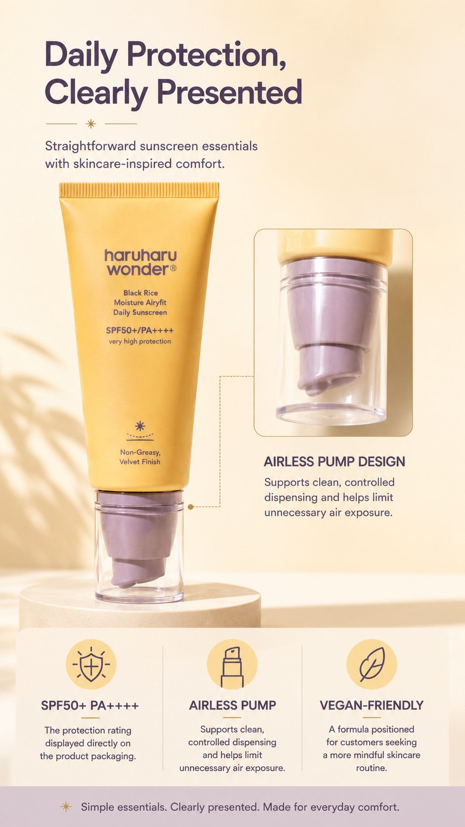 haruharu wonder Black Rice Moisture Airyfit Daily Sunscreen SPF50+ PA++++ – Velvet Finish: For Premature Visible Aging